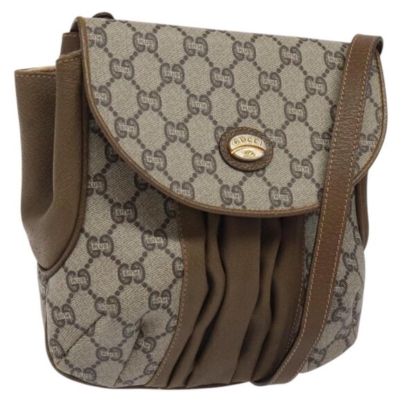 GUCCI GG Plus Supreme Shoulder Bag PVC Beige Gold Auth 121799 - Picture 1 of 16